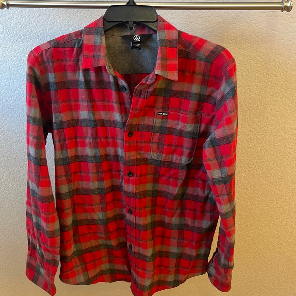 Volcom Red & Grey Flannel EUC